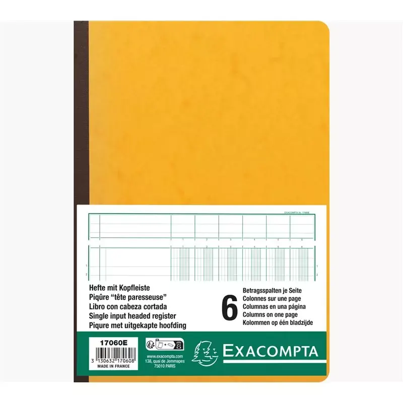 Cahier piqûre Exacompta 6 colonnes 34 lignes