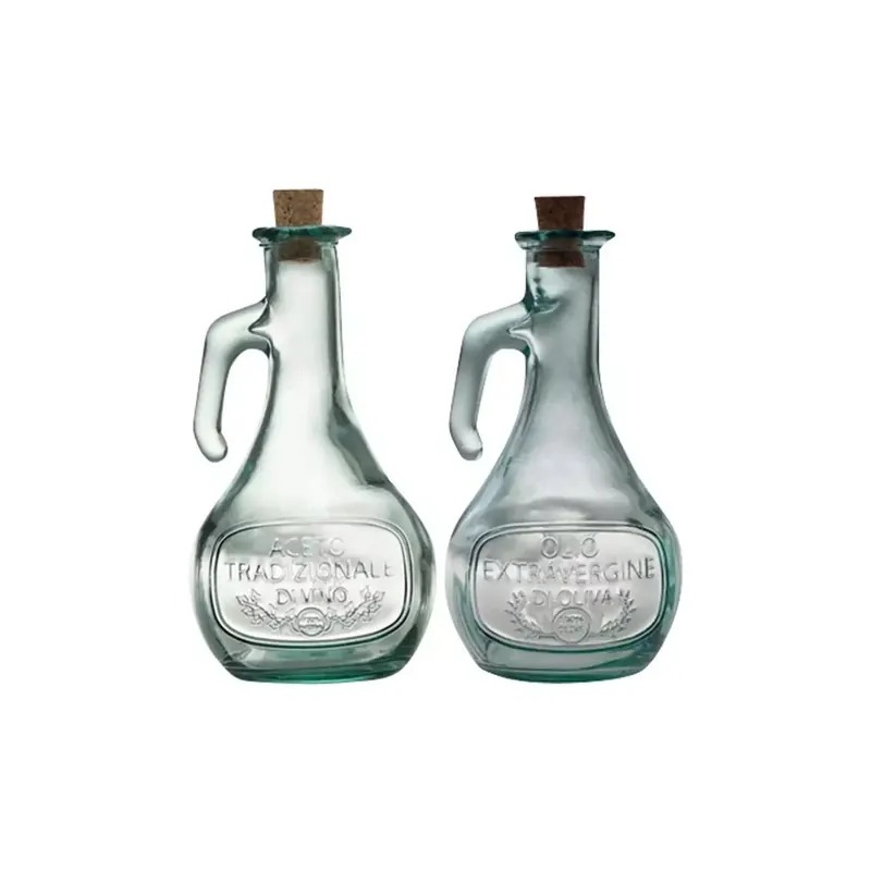 Carafes pour vinaigre et huile en verre recyclé