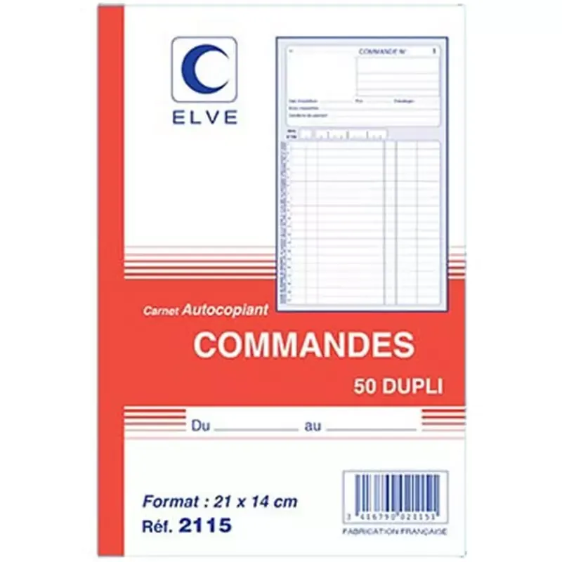 Carnet de commandes Elve manifold A5 dupli autocopiant, 50 pages