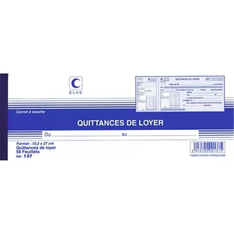 Carnet "Quittance de loyer" Elve