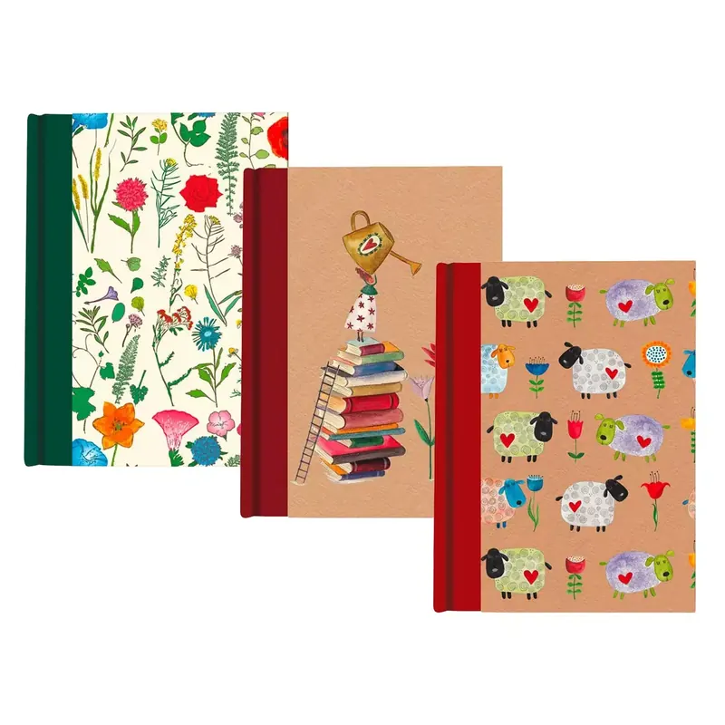 Carnets décorés à reliure lin, en papier recyclé