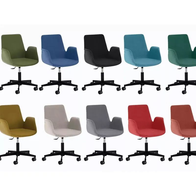 Chaise de bureau en tissu, à roulettes