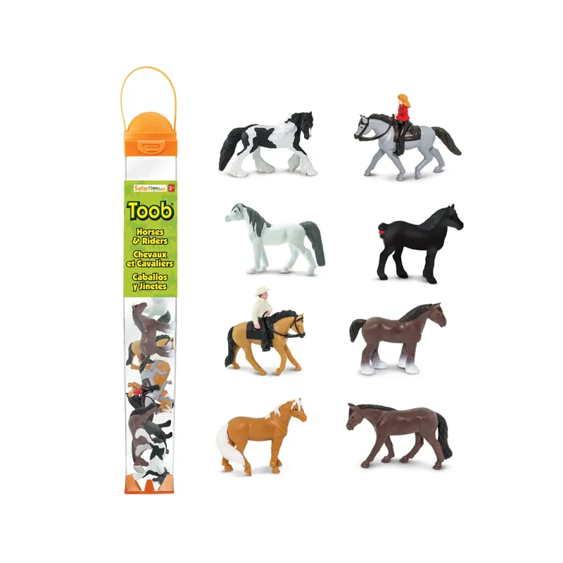 Chevaux et cavaliers Toob - Tube Safari Ltd de 10 figurines miniatures réalistes