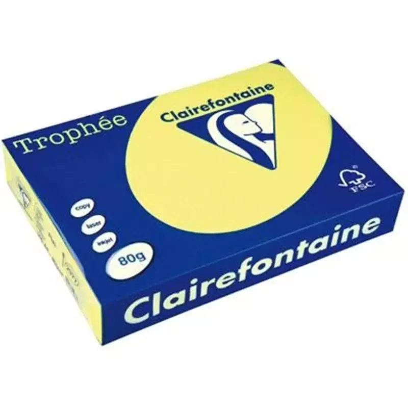 Clairalfa Papier couleur Trophée - A4 - 80 g/m2 - jaune fluo