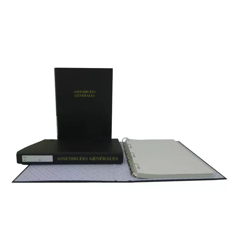 Classeur Assemblée générale - 4 anneaux - en PVC - noir