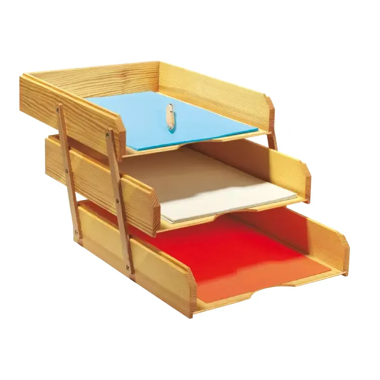 Corbeille à courrier bois 3 étages articulés