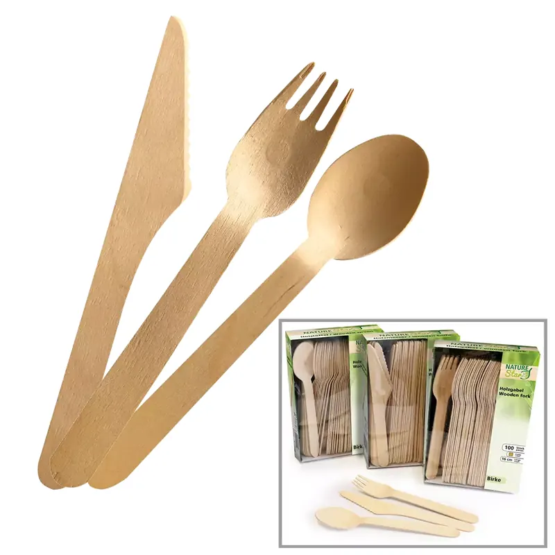 Couverts en bois NATURE Star