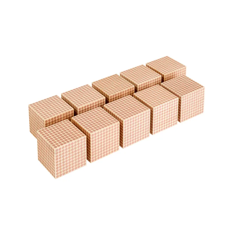 Cubes des milliers en bois Montessori Nienhuis (10pcs)