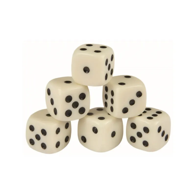 Dés 16 mm avec Points Noirs + boite de rangement