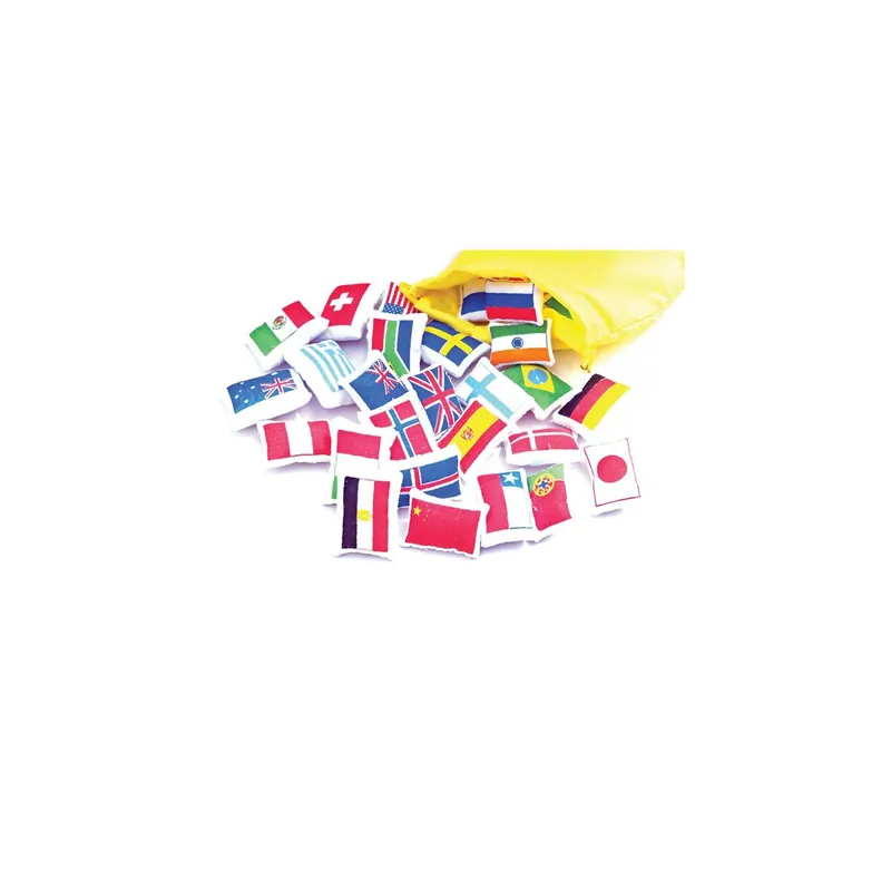 Drapeaux du Monde en Tissu Montessori : 28 Pièces avec Scratch
