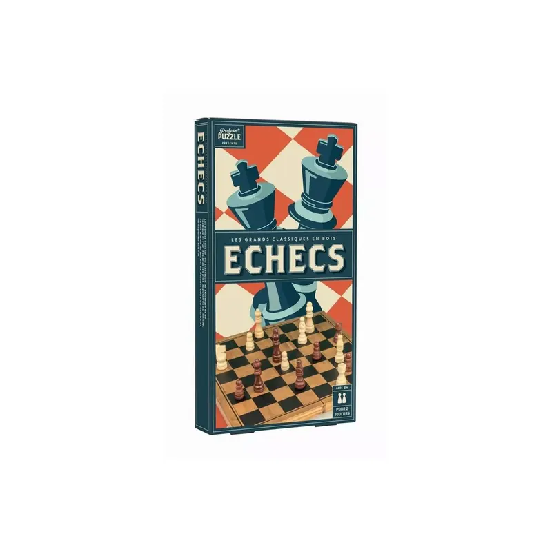Échecs en Bois Vintage - 28 cm