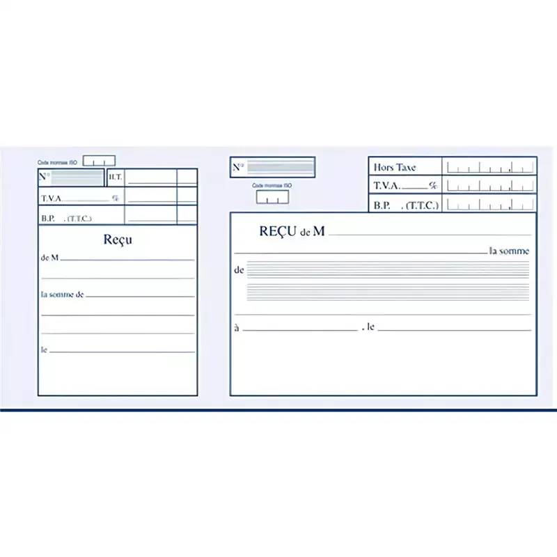 ELVE carnet "Recu avec TVA" - 96 x 210 mm