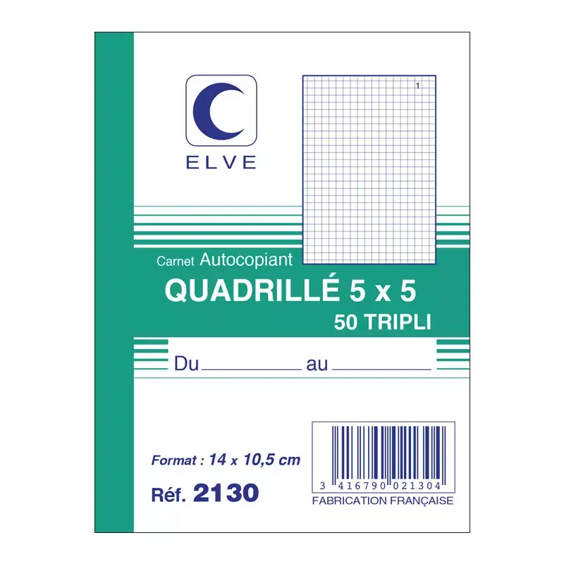 ELVE Manifold quadrille (5/5) - 105 x 140 mm - 50 feuilles tripli