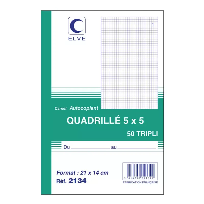 ELVE Manifold quadrille (5/5) - 140 x 210 mm - 3 x 50 feuilles