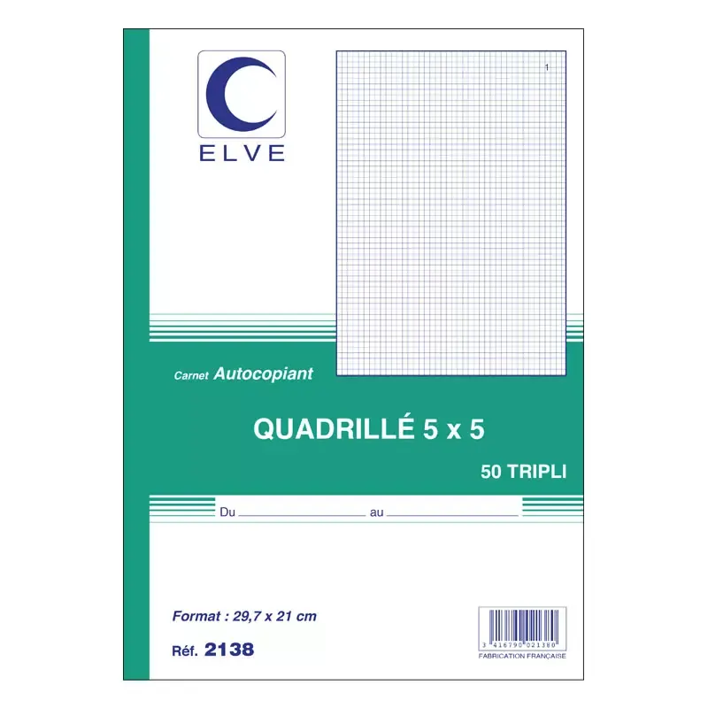 ELVE Manifold quadrille (5/5) - 210 x 297 mm - 50 feuilles tripli