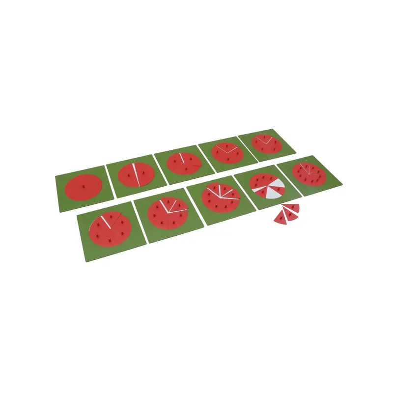 Ensemble de 10 Fractions rondes - Encastrements en métal Montessori