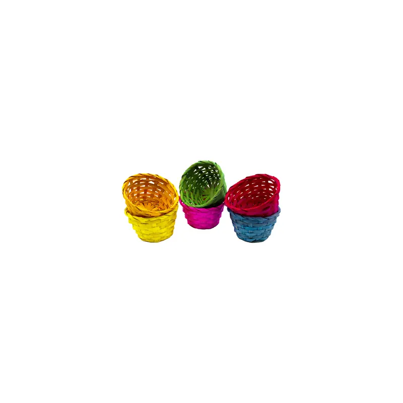 Ensemble de 6 paniers en bambou coloré 14.5 cm - Déco et tri pour Paques