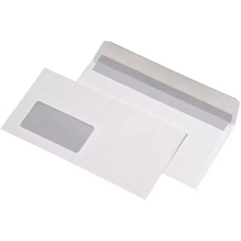 Enveloppes 80g autocollantes fenêtre à gauche - DL - 110 x 220 mm - 1000 pcs - blanc