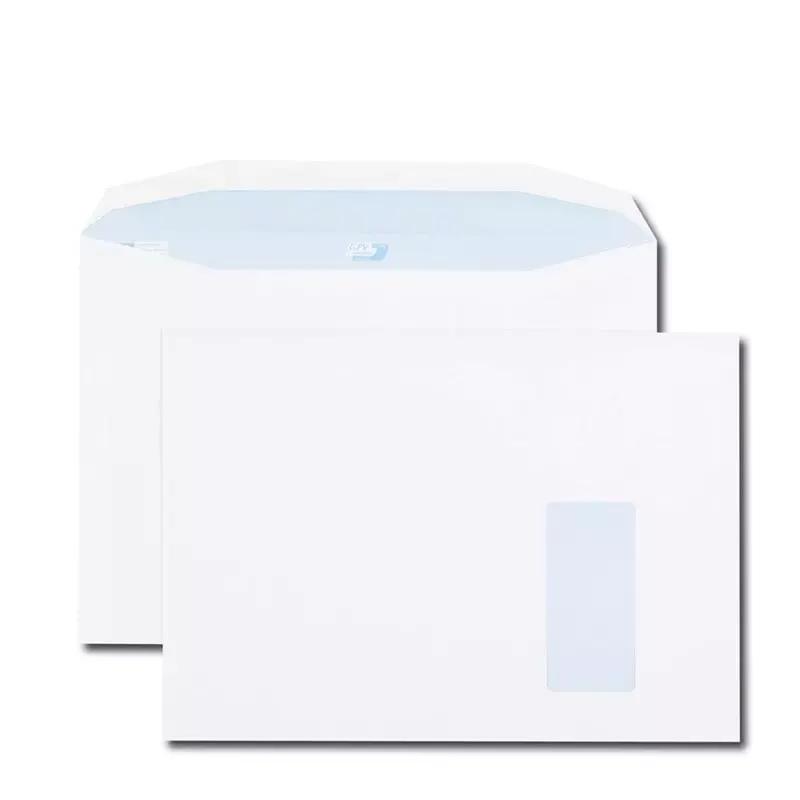 Enveloppes à gomme fenêtre à droite - C4 - 229x324 mm - 250 pcs - blanc