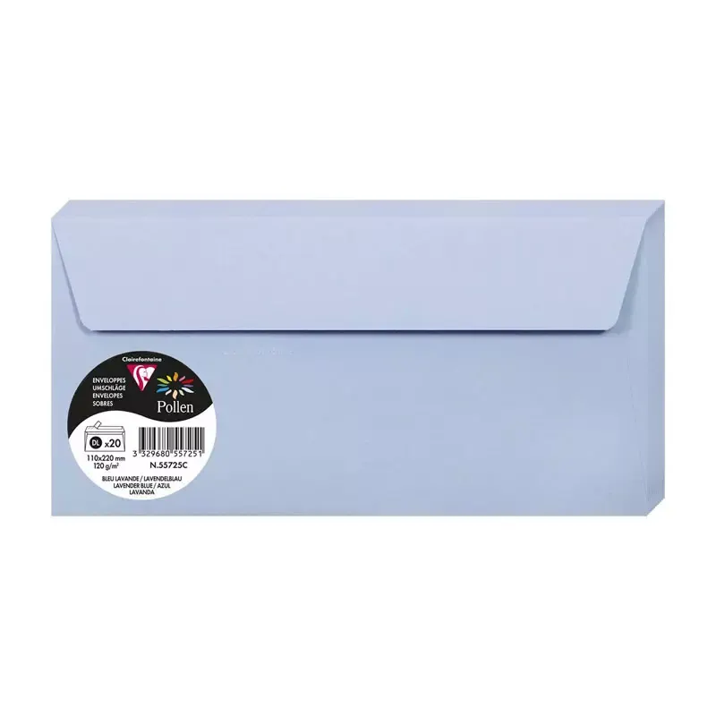 Enveloppes DL 110 x 220 mm mm - 20 pièces - bleu lavande