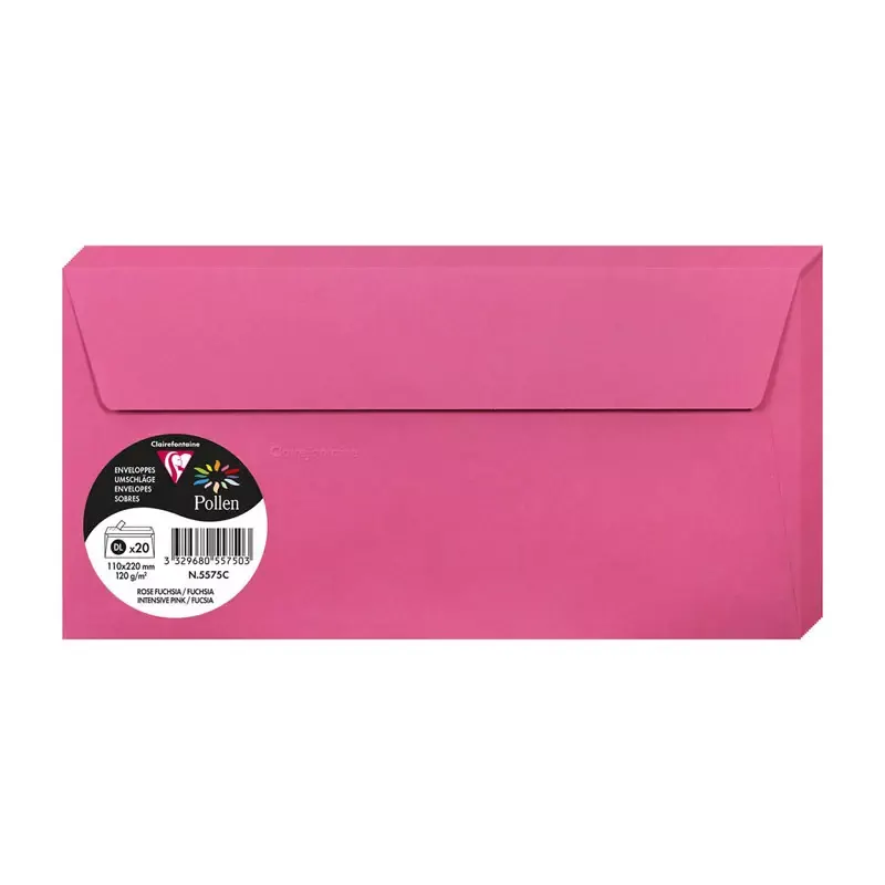 Enveloppes DL 110 x 220 mm mm - 20 pièces - Fuschia