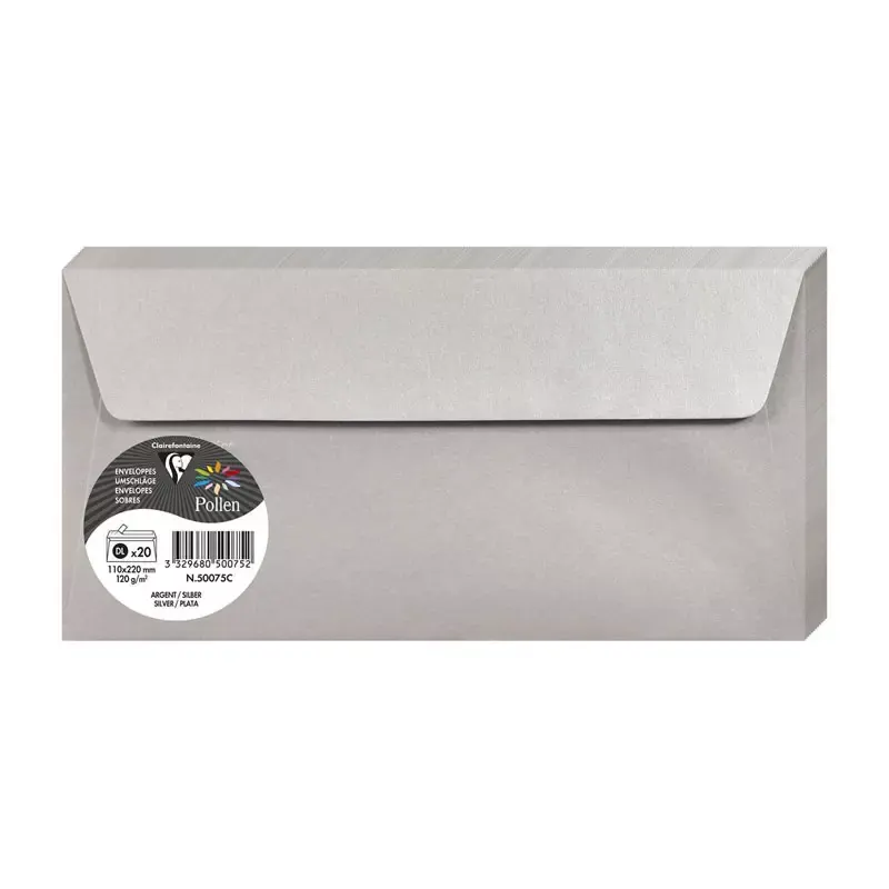 Enveloppes DL 110 x 220 mm mm - 20 pièces - Gris