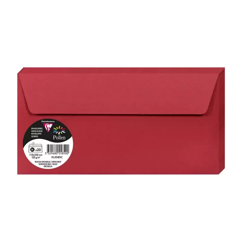 Enveloppes DL 110 x 220 mm mm - 20 pièces - Groseille