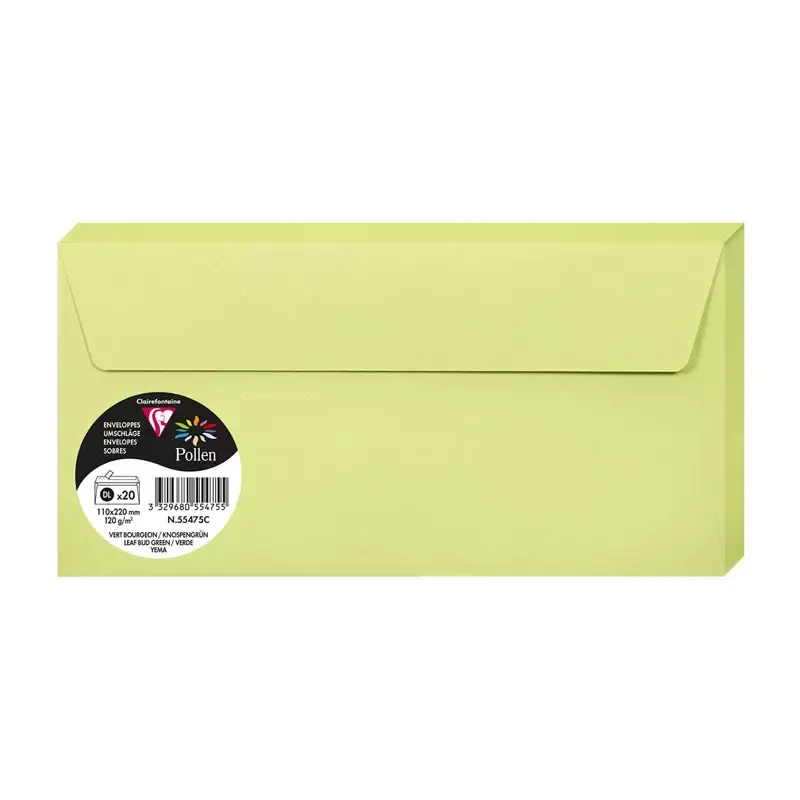 Enveloppes DL 110 x 220 mm mm - 20 pièces - vert clair