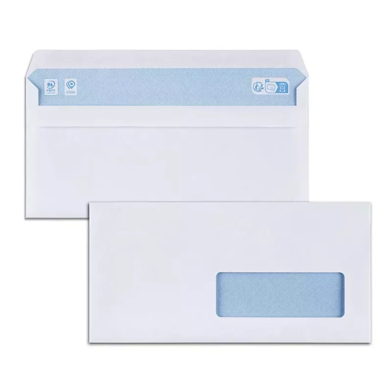 Enveloppes DL blanches à fenêtre autocollantes 110x220 mm - Boîte de 500 - GPV Everyday