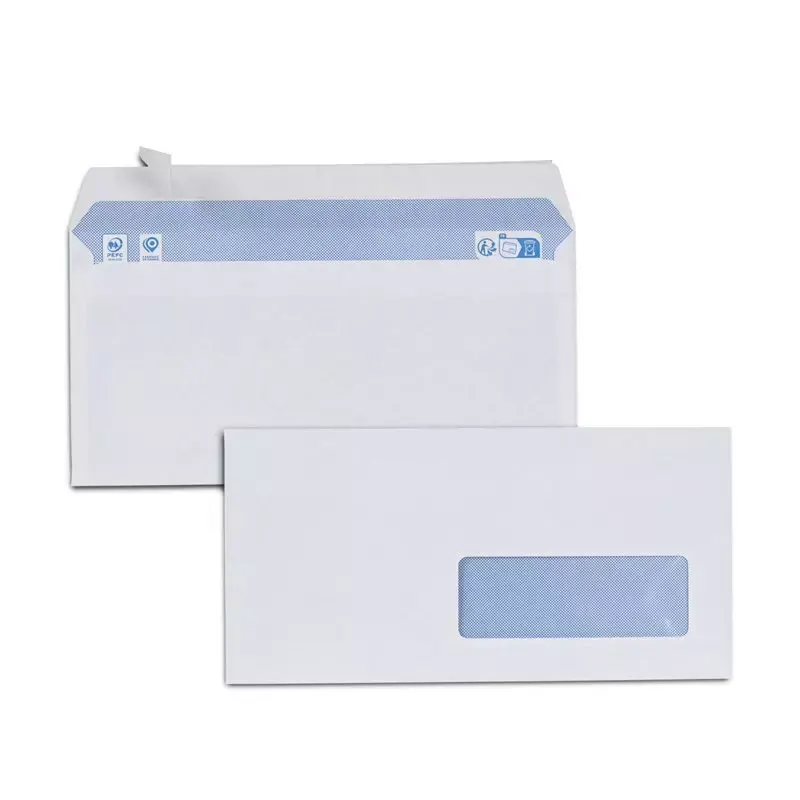 Enveloppes GPV 80g à bande de protection fenêtre à droite - DL - 500 pcs