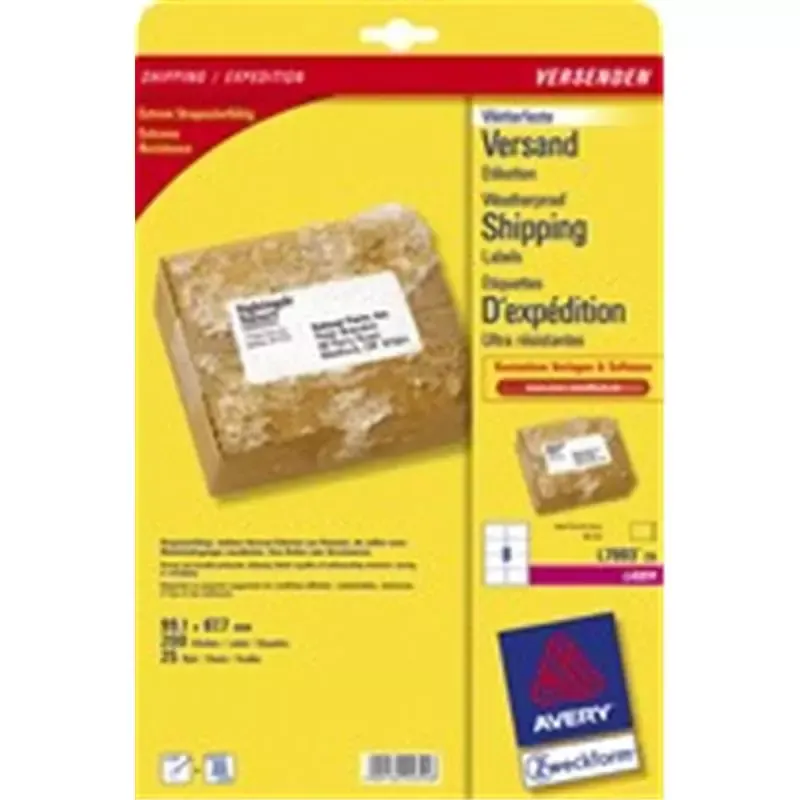 Étiquettes d’expédition Avery - ultra résistante - 99,1 x 57,0 mm - 250 étiquettes