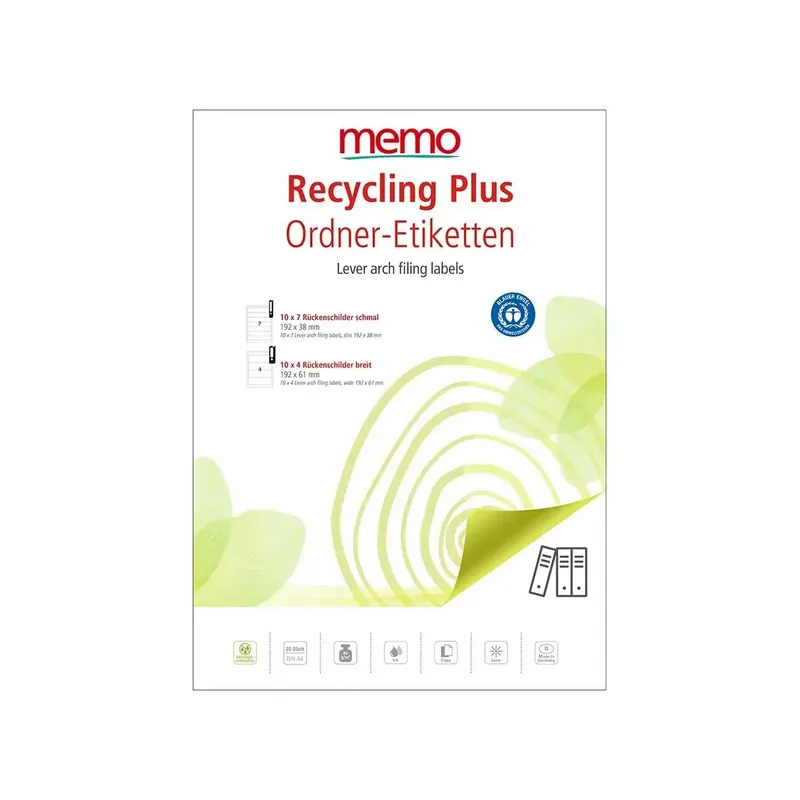 Étiquettes dos de classeur papier recyclé, petit assortiment