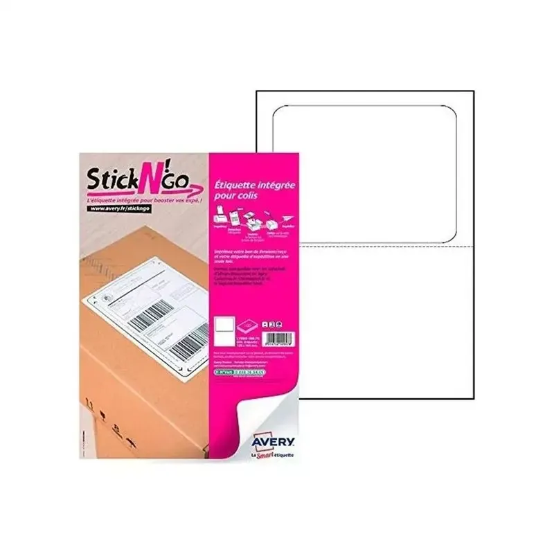 Étiquettes intégrées Avery format Colissimo 120 x 164 mm blanches sur feuille A4 (500 feuilles)