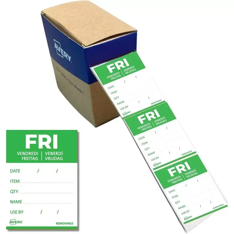 Étiquettes journalières Vendredi HACCP 40x56mm verte – Rouleau 500 | Avery