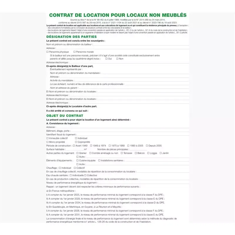Exacompta Contrat Location Non Meublé 44E - Conforme Législation