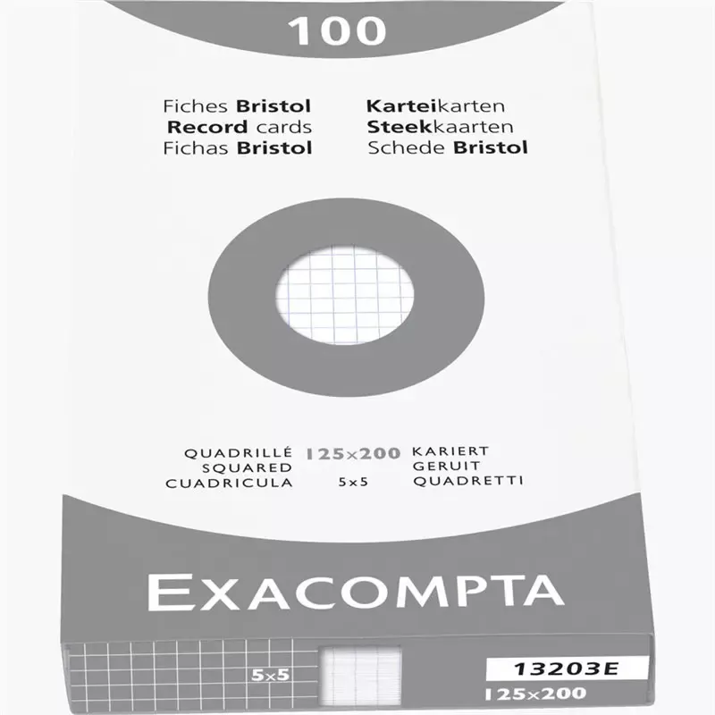 EXACOMPTA Fiches bristol 125 x 200 mm quadrillé blanc