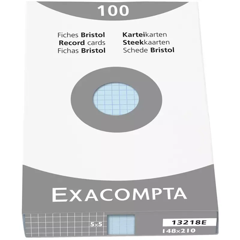 EXACOMPTA Fiches bristol A5 quadrillé bleu azur