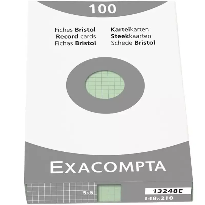 EXACOMPTA Fiches bristol A5 quadrillé vert