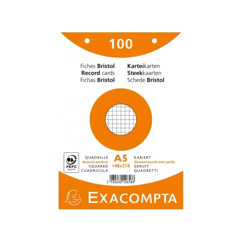 EXACOMPTA Fiches bristol A5 quadrillé