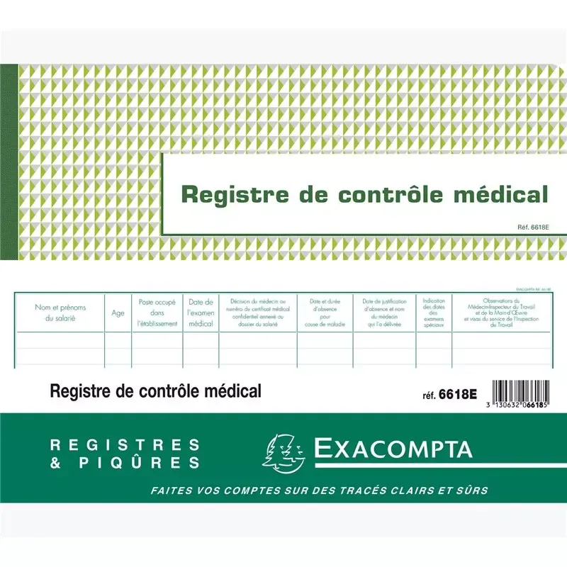 EXACOMPTA Piqûre "Registre de contrôle médical", 240 x 320mm