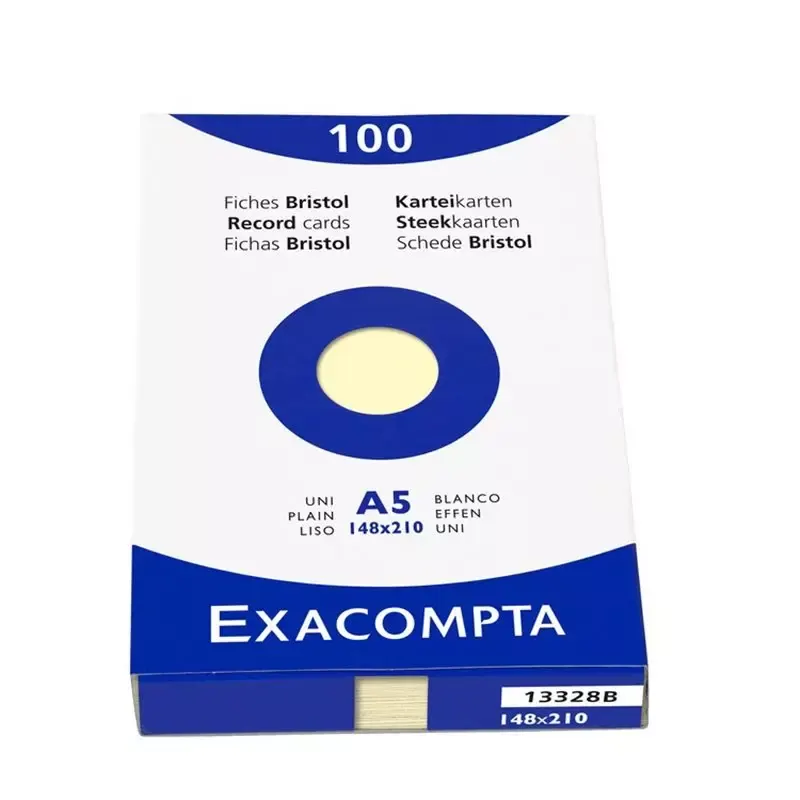 Fiche Bristol non perforée - A5 - uni - 205g - jaune