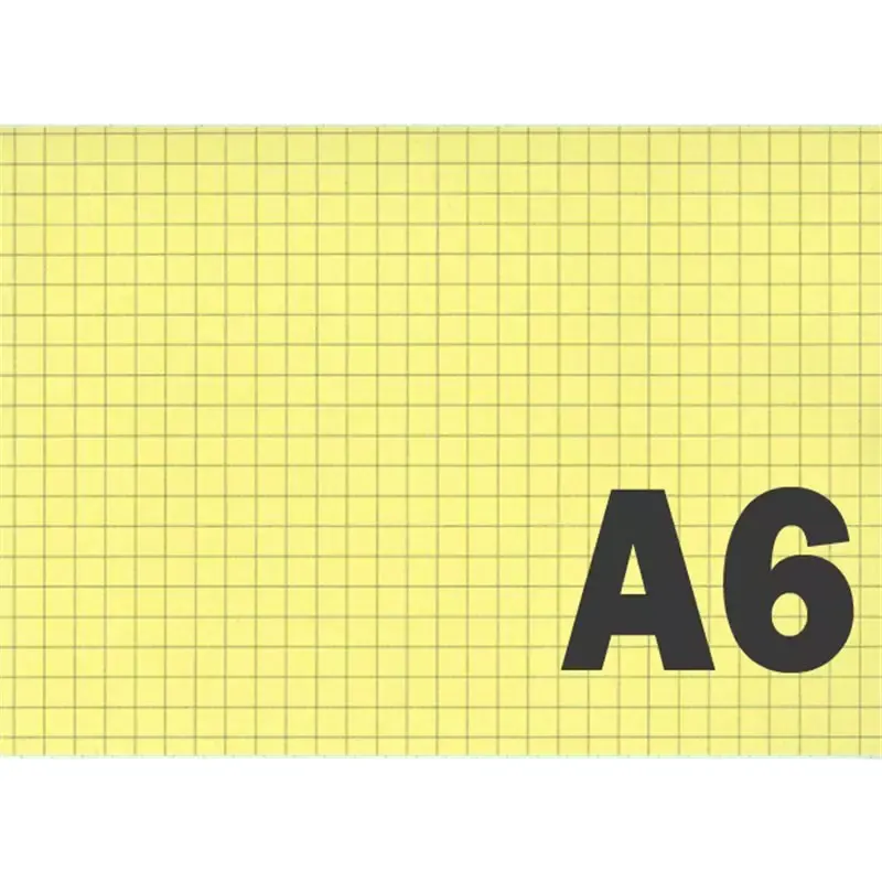 Fiche Bristol non perforée - A6 - carreau - 170g - jaune