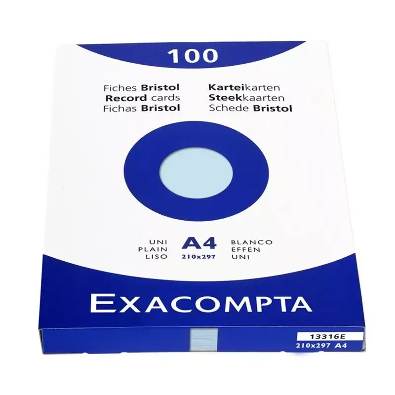 Fiches bristol A4 - uni - EXACOMPTA - bleu azur