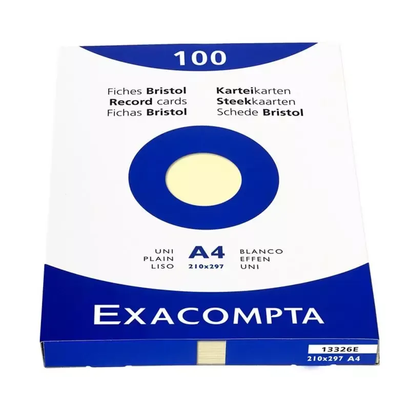 Fiches bristol A4 - uni - EXACOMPTA - jaune