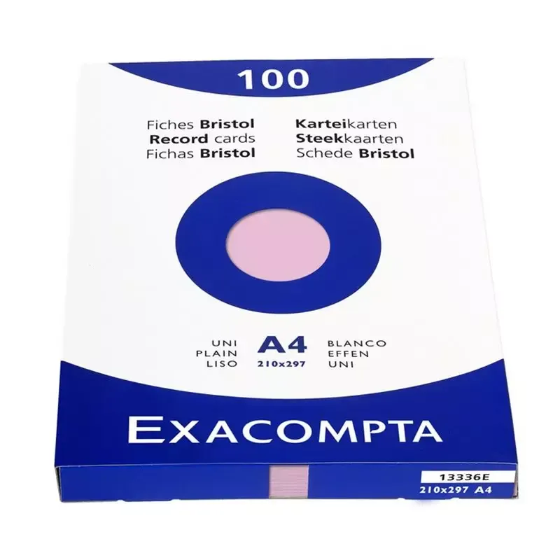 Fiches bristol A4 - uni - EXACOMPTA - rose