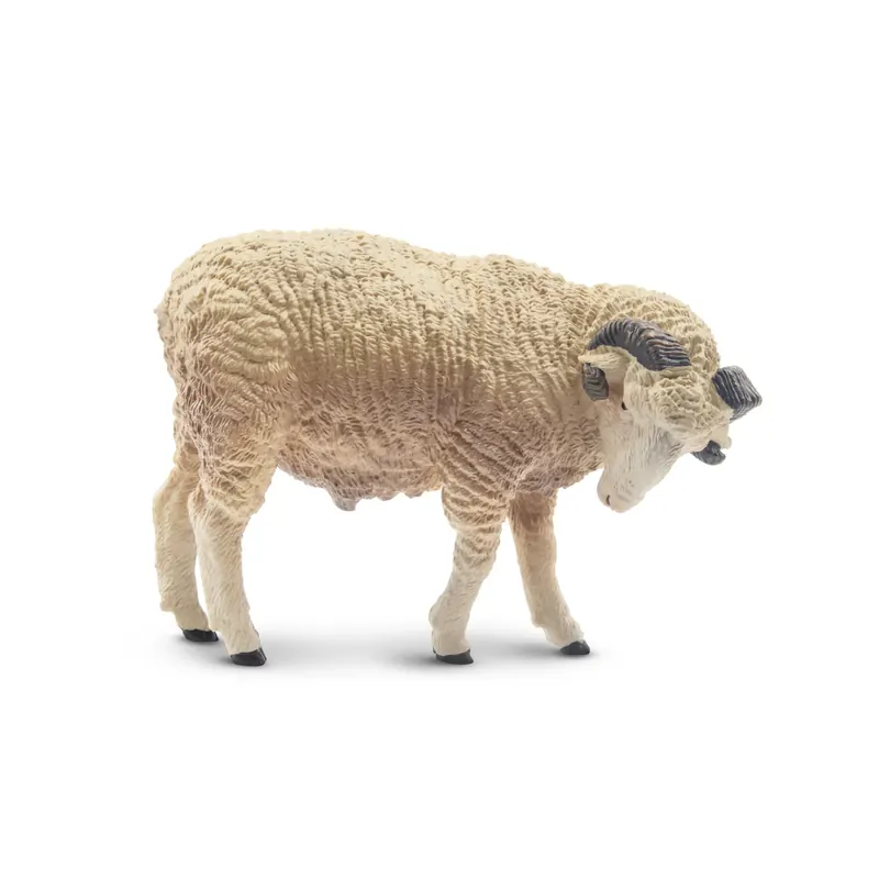Figurine bélier blanc ToyMany - Jouet mouton male