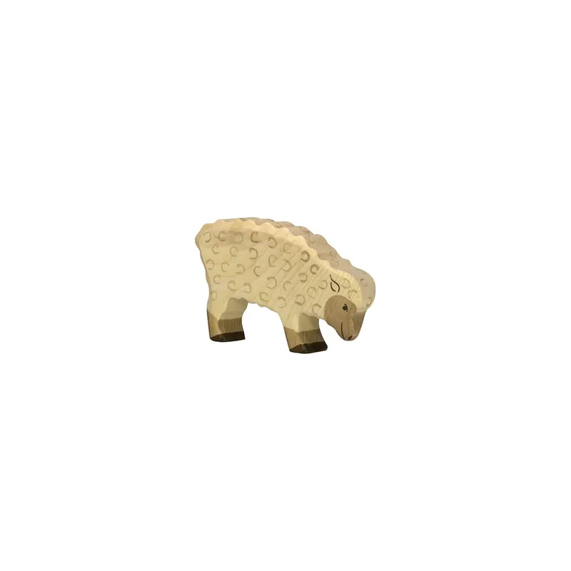 Figurine mouton mangeant Holztiger - Animaux de la Ferme (Jouet en bois)