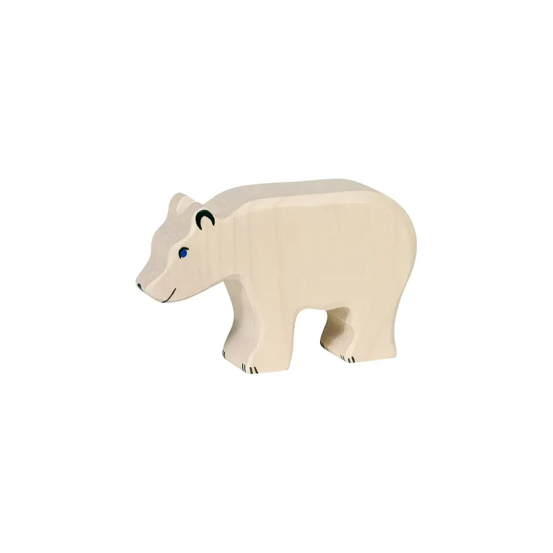 Figurine ours polaire mangeant en bois - Animaux de la mer Holztiger
