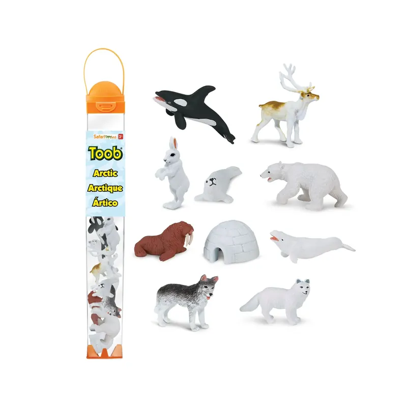 Figurines thème Arctique - Tube Safari Ltd® 681604 Collection de 9 animaux de la banquise et 1 igloo