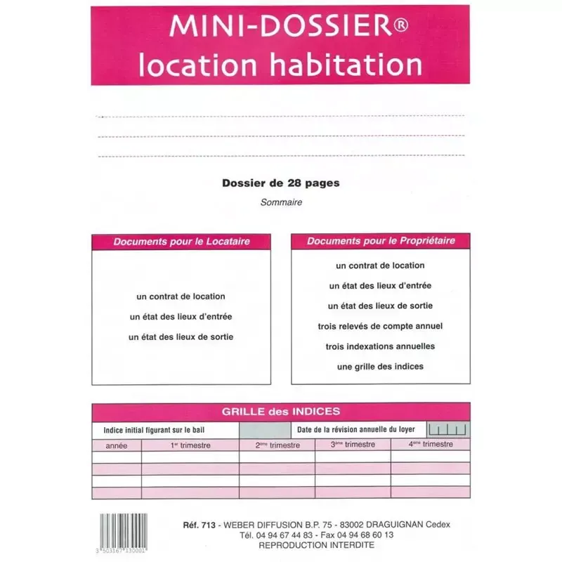 Formulaire mini - Contrat français de location